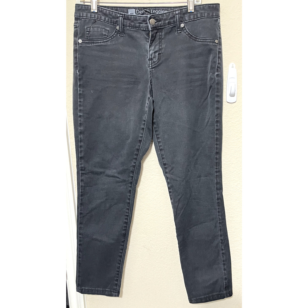 Mossimo Black denim leggings jeans skinny jeggings womens size 10 faded